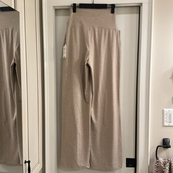 Super High Waisted Cozy Marl Cross Waistband Wide Leg Pant - Picture 2 of 5